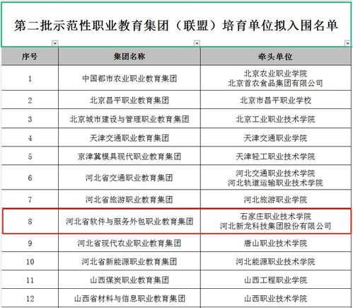 河北省软件与服务外包职业教育集团入选国家示范性职业教育集团培育单位